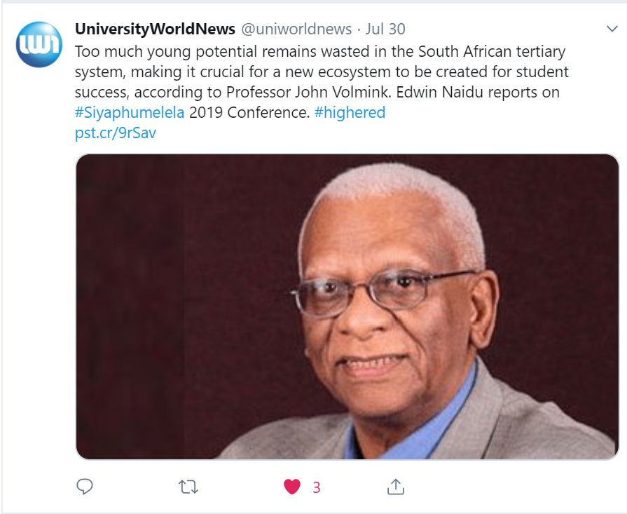 Prof Volmink Tweet